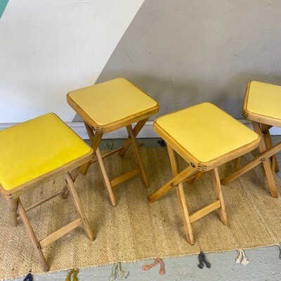 Mid Century 1960s Vintage Yellow Folding Stools