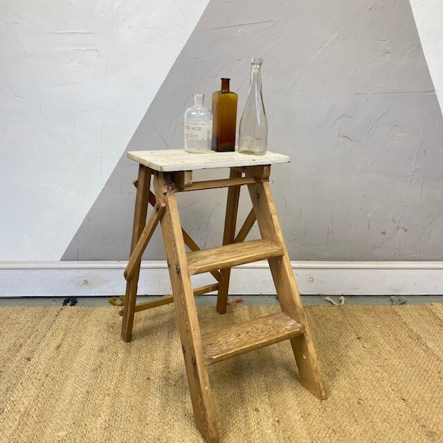 Vintage Ladders Steps Rustic Farmhouse Bedside Table