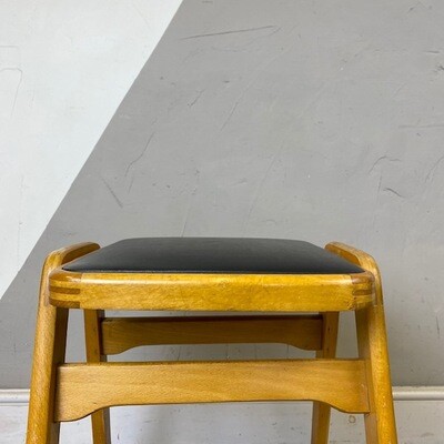 Mid Century Kitchen Dining Stool Seat Black 1960s