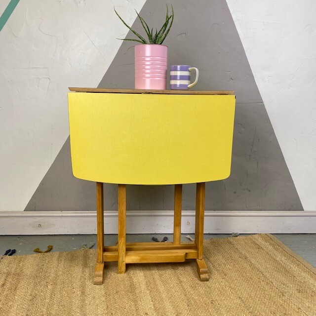 Folding Vintage Yellow Formica Kitchen Dining Table