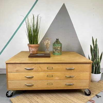 Architects Plan Chest Drawers Coffee Table Industrial Map Art Storage