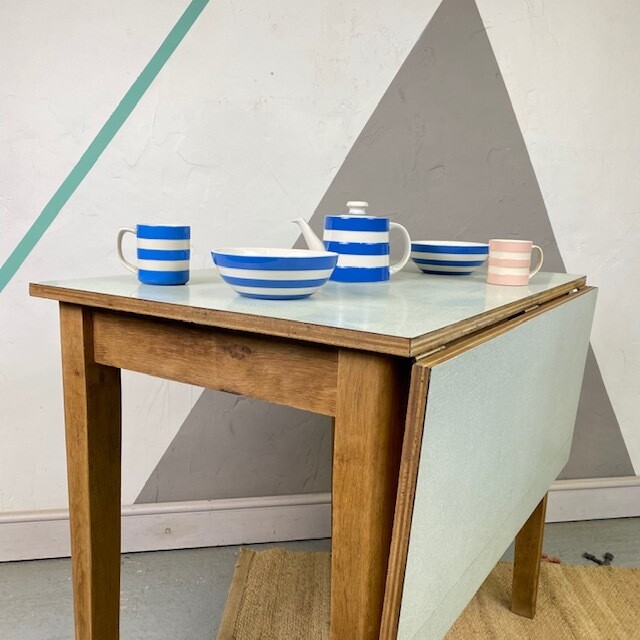 Vintage Formica Dining Table Green Mid Century Extending