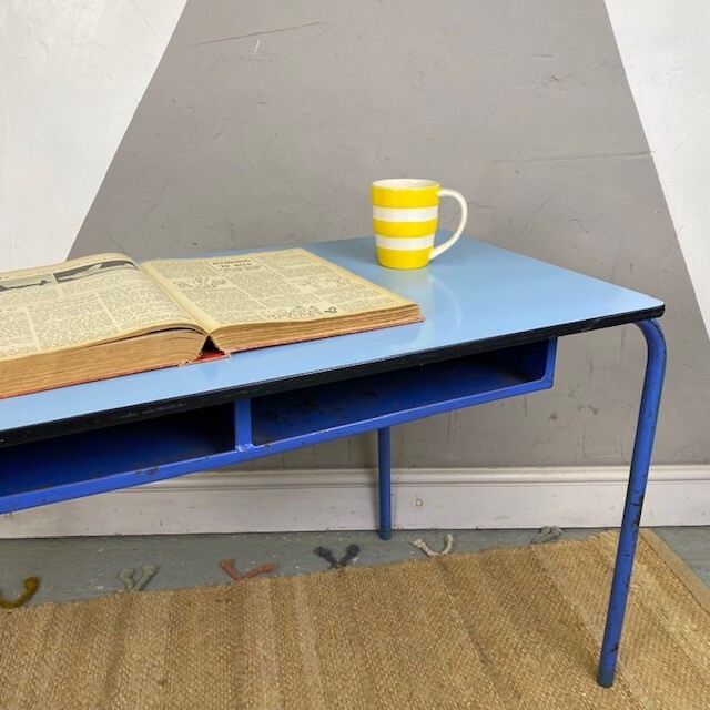Mid Century Blue Formica Desk Table