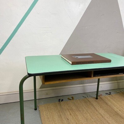 Mid Century Green Formica School Desk Table