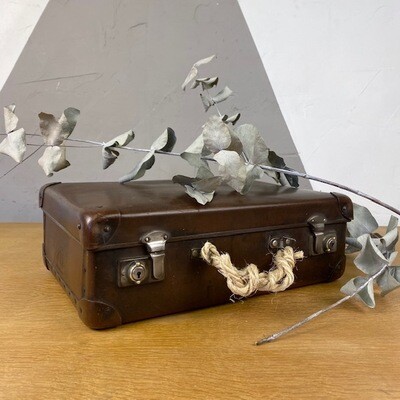 Vintage Brown Leather Globe Trotter Suitcase