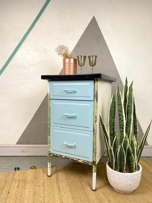 ​Industrial Vintage 1950s Drawers Painted Kitchen Storage