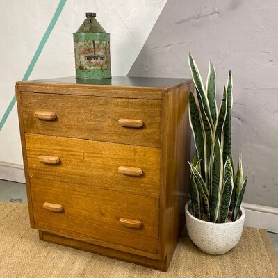 Mid Century Chest Drawers Green Leather Office Modernist