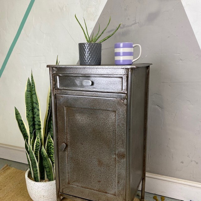 Industrial Mid Century Bedside Cabinet Cupboard