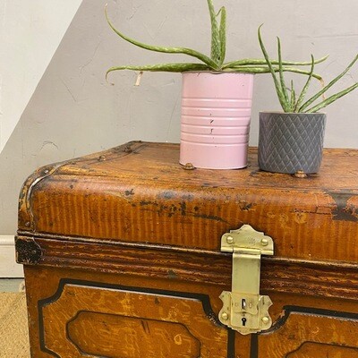 Metal Trunk Vintage 1930s Coffee Table Toy Box Chest Storage