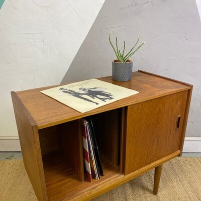 Mid Century Vintage Record Cabinet Cupboard Vinyl Storage Modernist