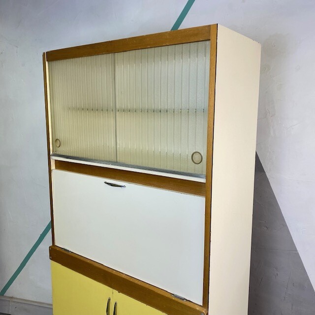 Mid Century Yellow Kitchen Larder Storage Vintage Cupboard
