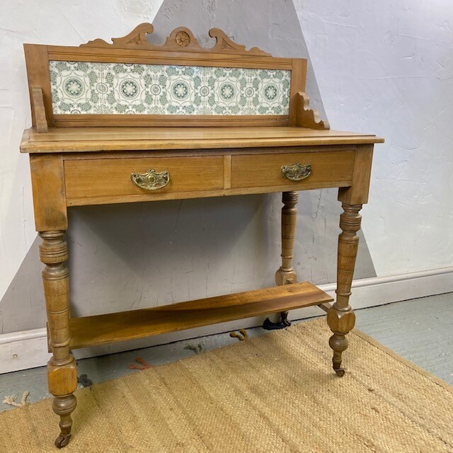 Victorian Pine Washstand Vintage Bathroom Storage