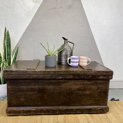 Antique Pine Tools Chest Storage Coffee Table