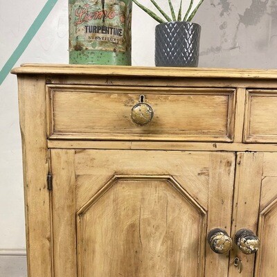 Georgian Pine Cupboard Drawers Sideboard Kitchen Storage