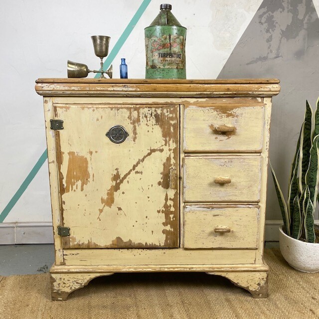 Antique Larder Cupboard Kitchen Storage Pine Sideboard