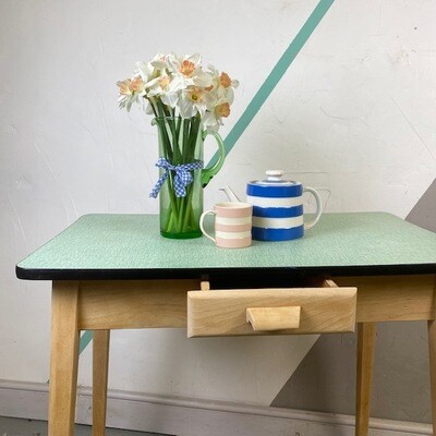 Green Formica Kitchen Dining Table Mid Century 1960s Retro