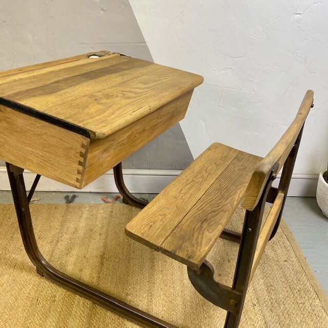 Industrial School Desk Single Mid Century Vintage Modernist 1920s