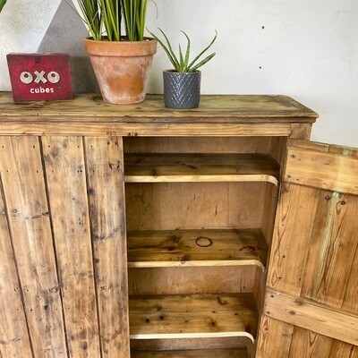 Vintage Pine Cupboard Storage Cabinet Antique Old Rustic