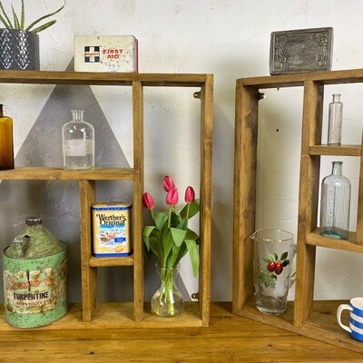Vintage Shelf Rustic Pine Open Wall Shelving Display Storage