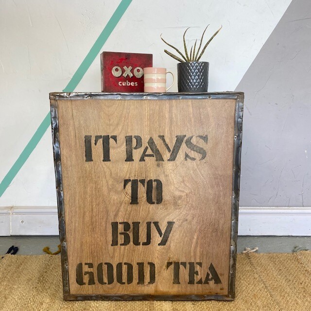 It pays to buy good Tea Vintage Tea Chest Crate Storage Side Table