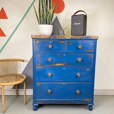 Antique Pine Painted Chest Drawers Storage