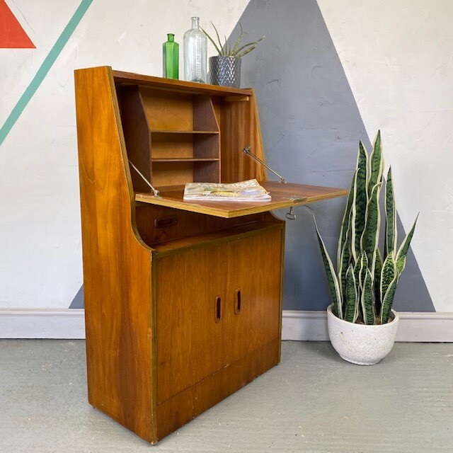 Mid Century Vintage Bureau Storage Sideboard Home Office Book Shelf