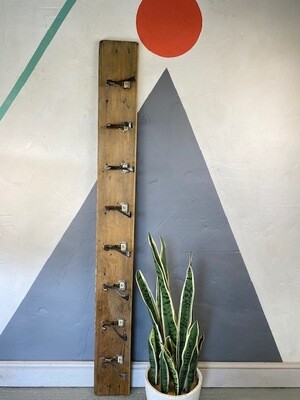 Vintage Antique Industrial Coat Hooks 8 Large Pine Wall Storage