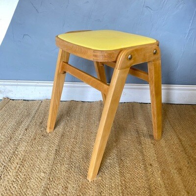 Vintage 1950s Kitchen Stool Mid Century Yellow