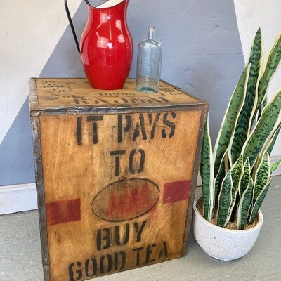 It pays to buy good Tea Vintage Tea Chest Crate Storage Side Table