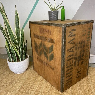 Vintage Bed Side table Wooden Tea Chest Box