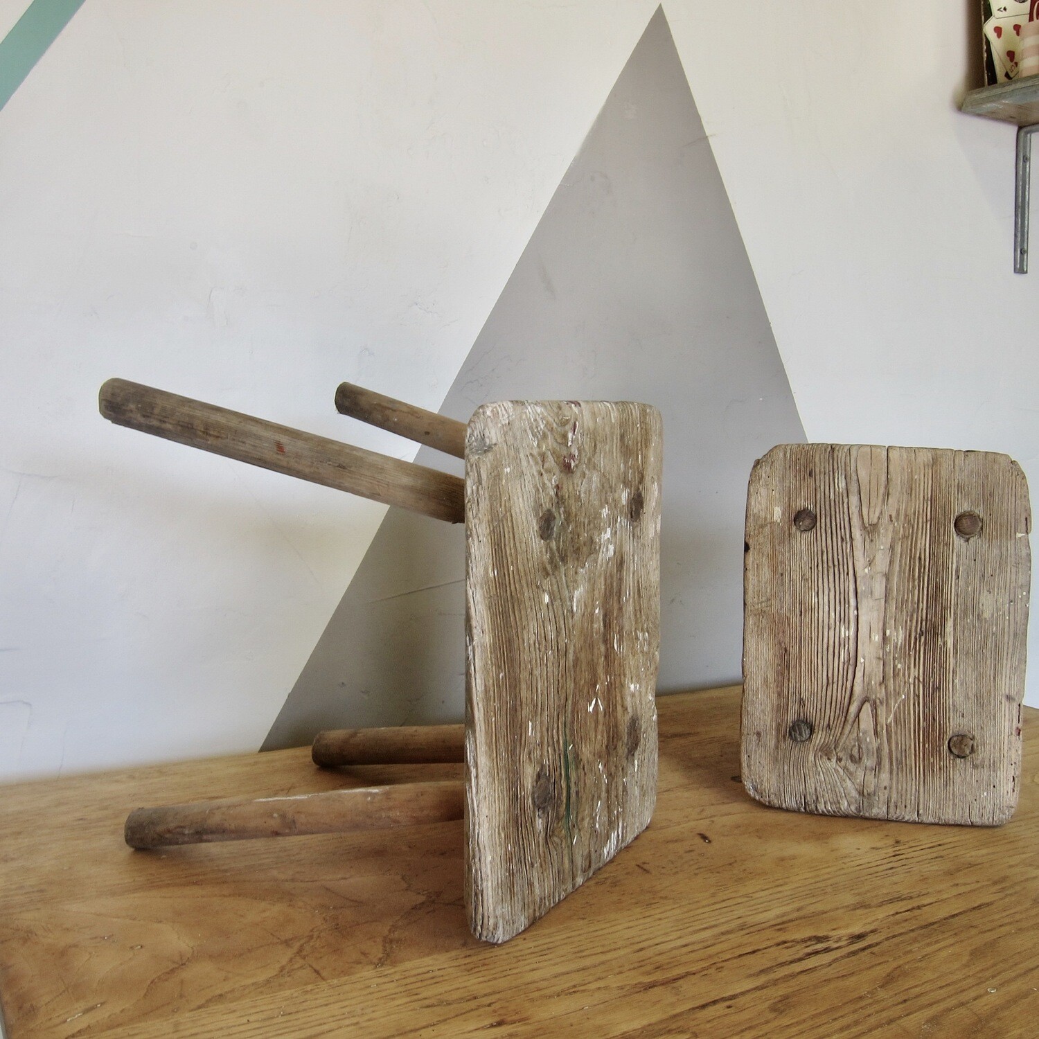 Rustic Victorian Antique Milking Stools Primitive