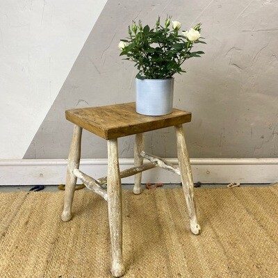 Vintage Farmhouse Stool Rustic Seat Bedside Plant Stand