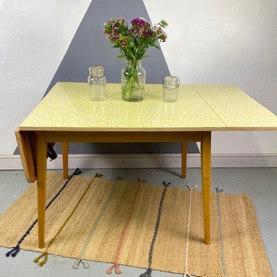 Large Vintage Yellow Formica Kitchen Dining Table 1960s