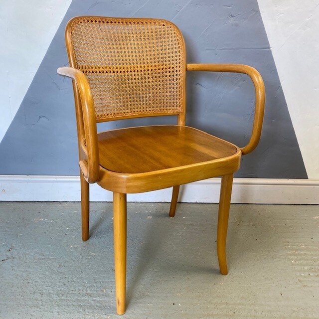 ​Mid Century Boho Bentwood Cane Arm Chairs Vintage Thonet
