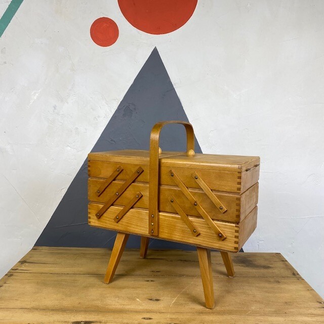 Cantilever Sewing Box Mid Century Modernist Storage
