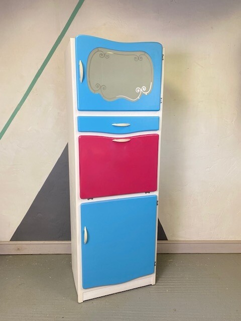 Blue Pink Vintage Kitchen Storage Cupboard Formica Numaid