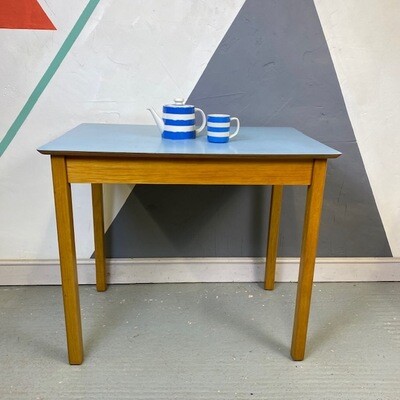 Vintage Blue Formica Kitchen Dining Table Mid Century