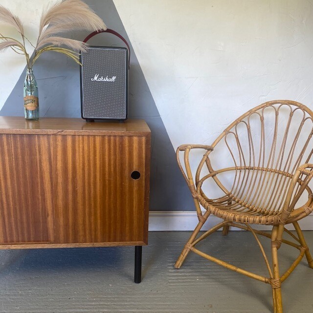 Industrial Mid Century Vintage Record Cabinet Cupboard Vinyl Storage