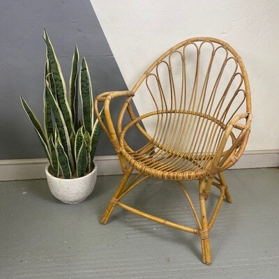 Mid Century Boho Cane Chair Wicker Rattan