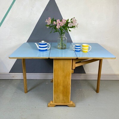 Vintage Formica Dining Table Blue Mid Century 1960s Extending