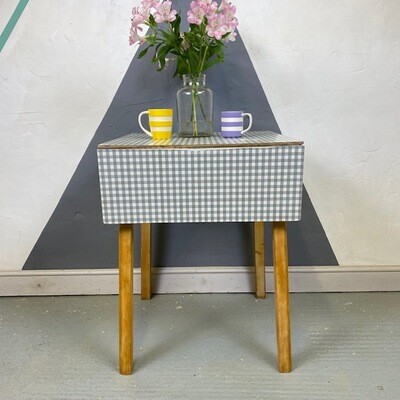 Formica Dining Table Gingham Grey Mid Century Kitsch 1960s Extending