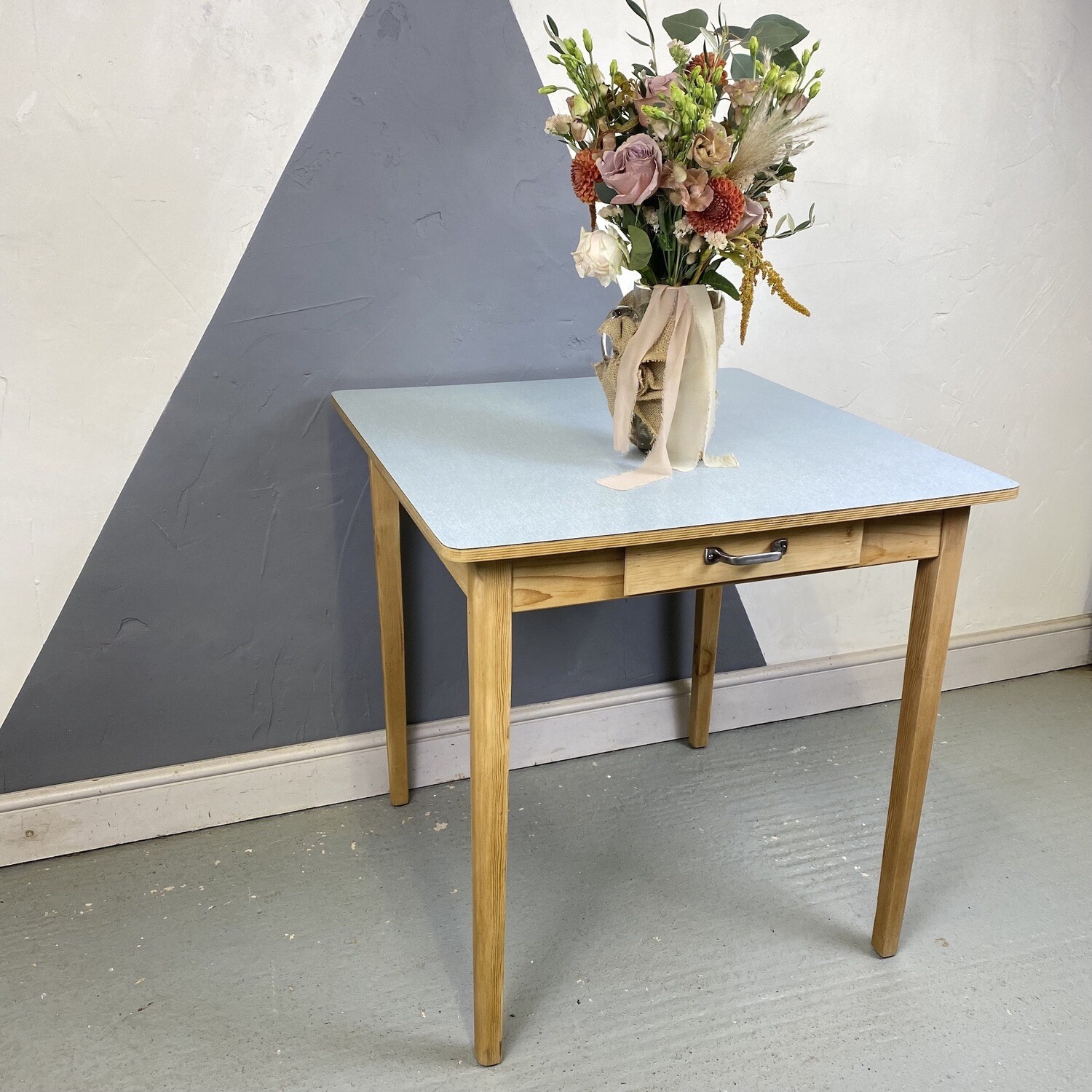 ​Blue Formica Kitchen Vintage Dining Table 1960s Vintage Kitsch Old
