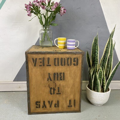 ​Vintage Tea Chest Trunk Wooden Box Crate Storage Side Table Bed Side