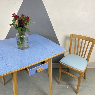 Vintage Formica Kitchen Dining Table Blue Mid Century 1960s