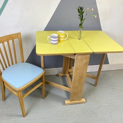 Yellow Folding Formica Kitchen Dining Table Vintage Kitsch Retro