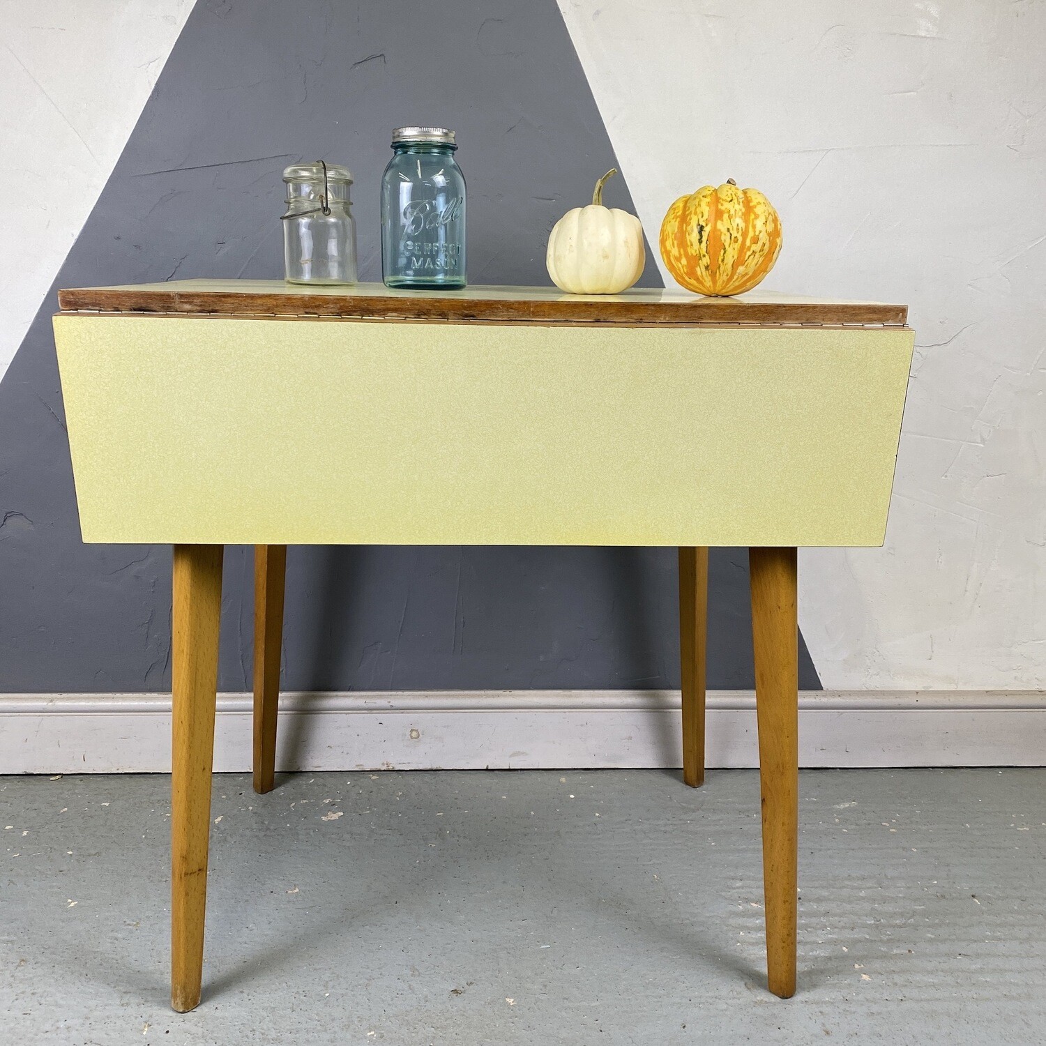 Mid Century Yellow Formica Vintage Kitchen Dining Table