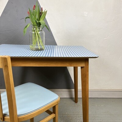 Mid Century Formica Table Check Blue White Mid Century Formica Table Check Blue White