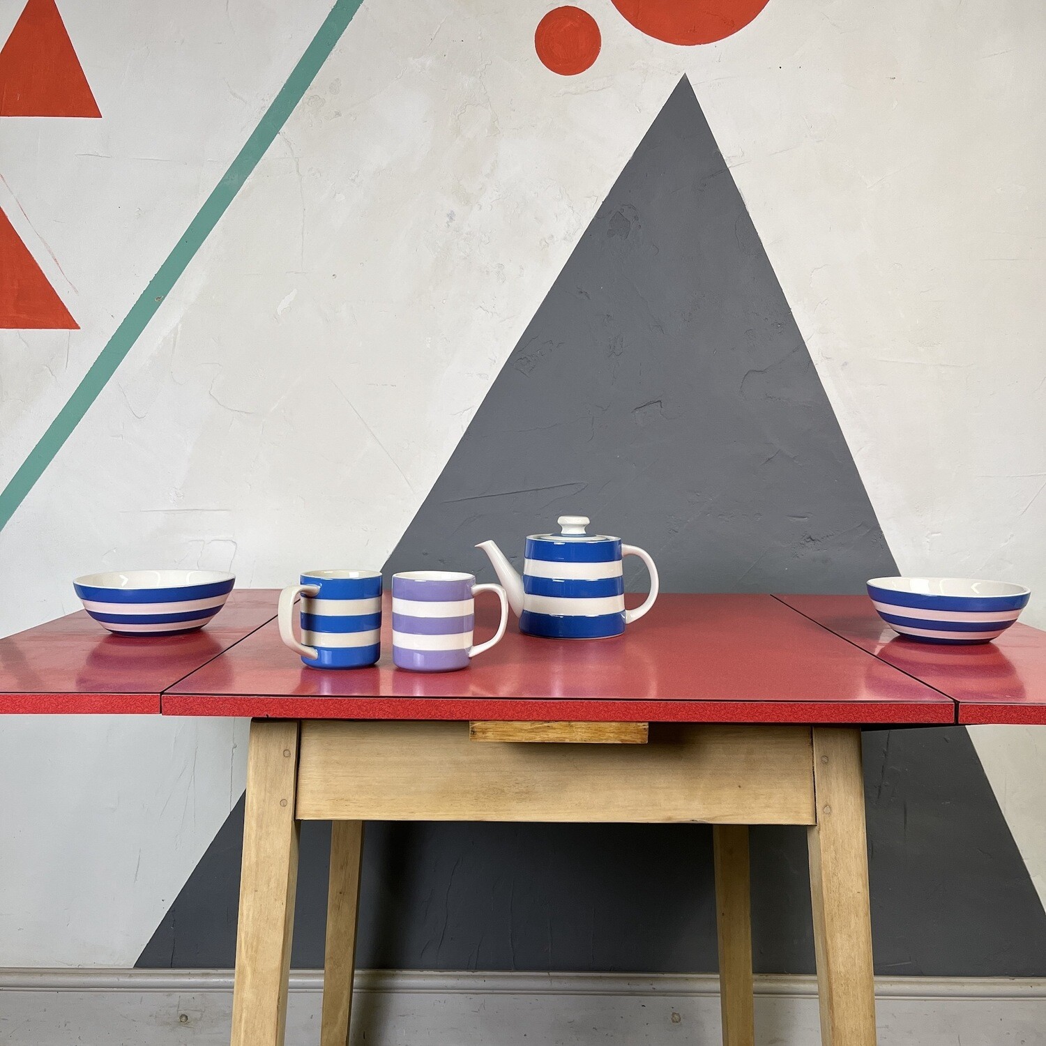 Red Formica Kitchen Dining Table Extending Mid Century