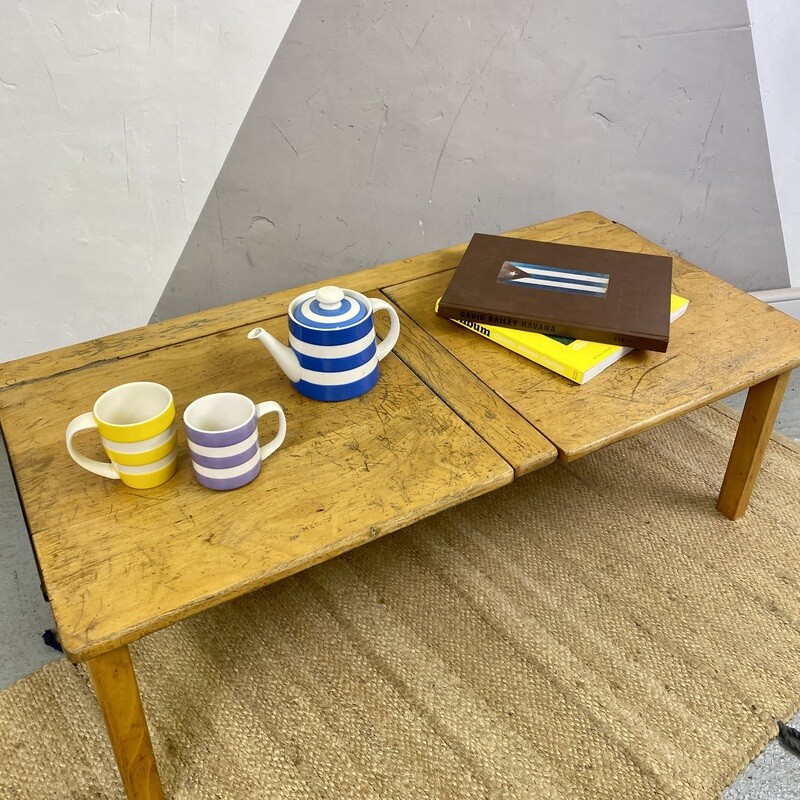 ​Vintage Mid Century Coffee Table School Desk Double