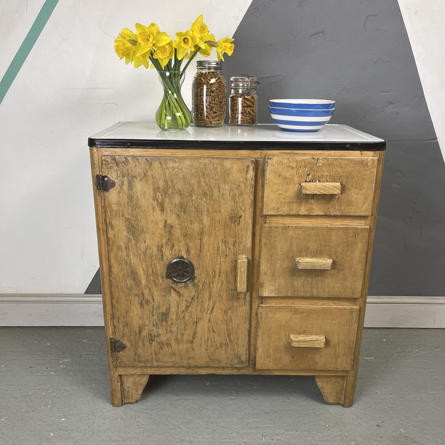 Vintage Kitchen Storage Cupboard Pine Sideboard